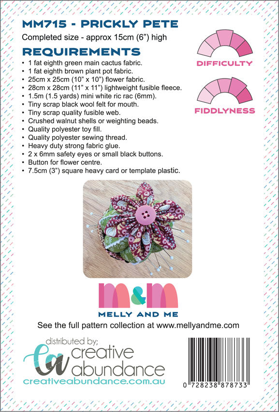 Prickly Pete Cactus Pincushion Pattern By Melly and Me