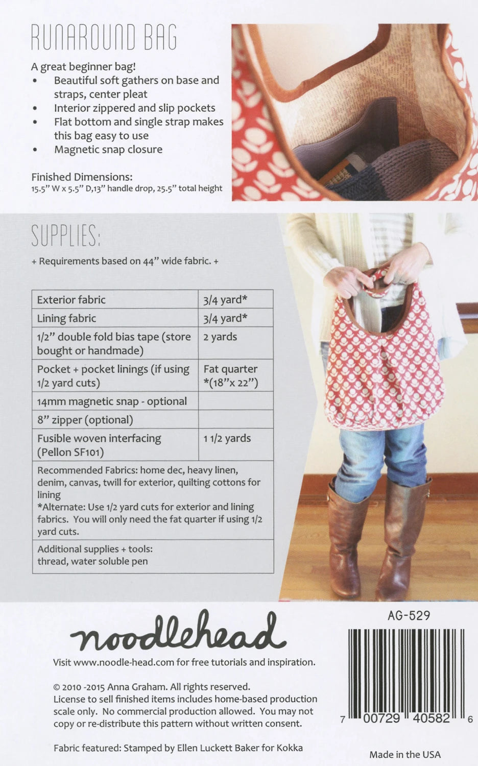 Runaround Bag Pattern By Noodlehead