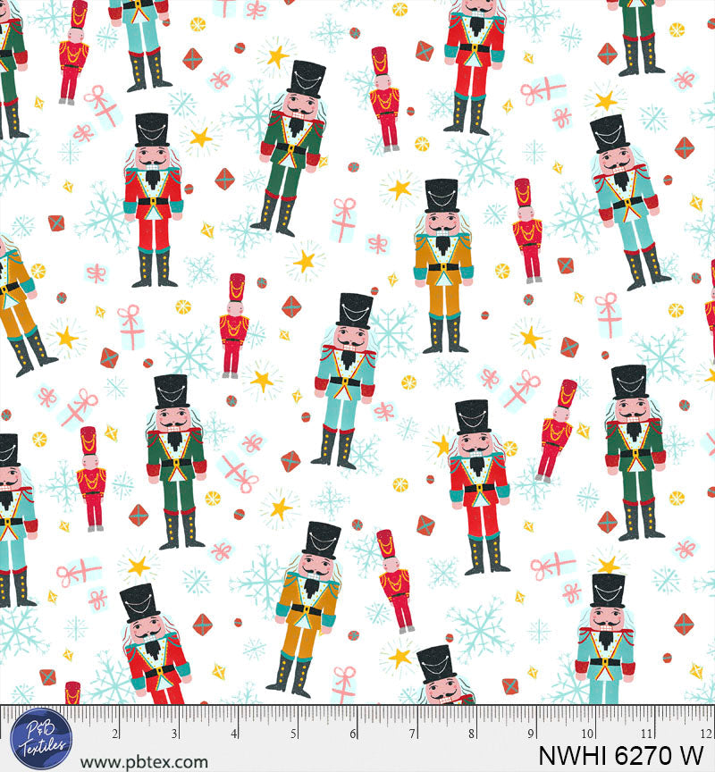 P & B Textiles - Nutcracker Whimsy - Whimsical Nutcrackers Allover - NWHI 6270 W
