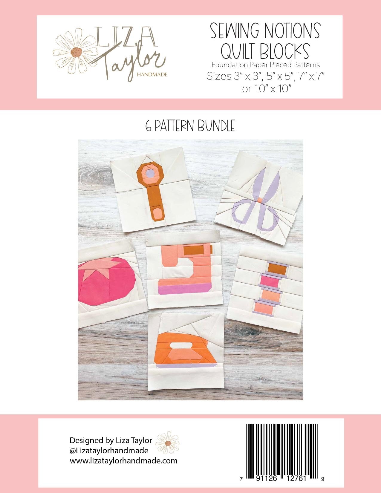 Handmade Sewing Notions Blocks FPP Pattern By Liza Taylor