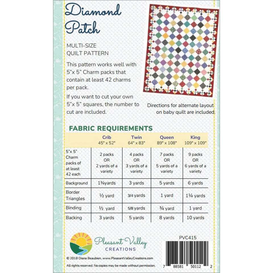 Diamond Patch Quilt Pattern By Pleasant Valley Creations