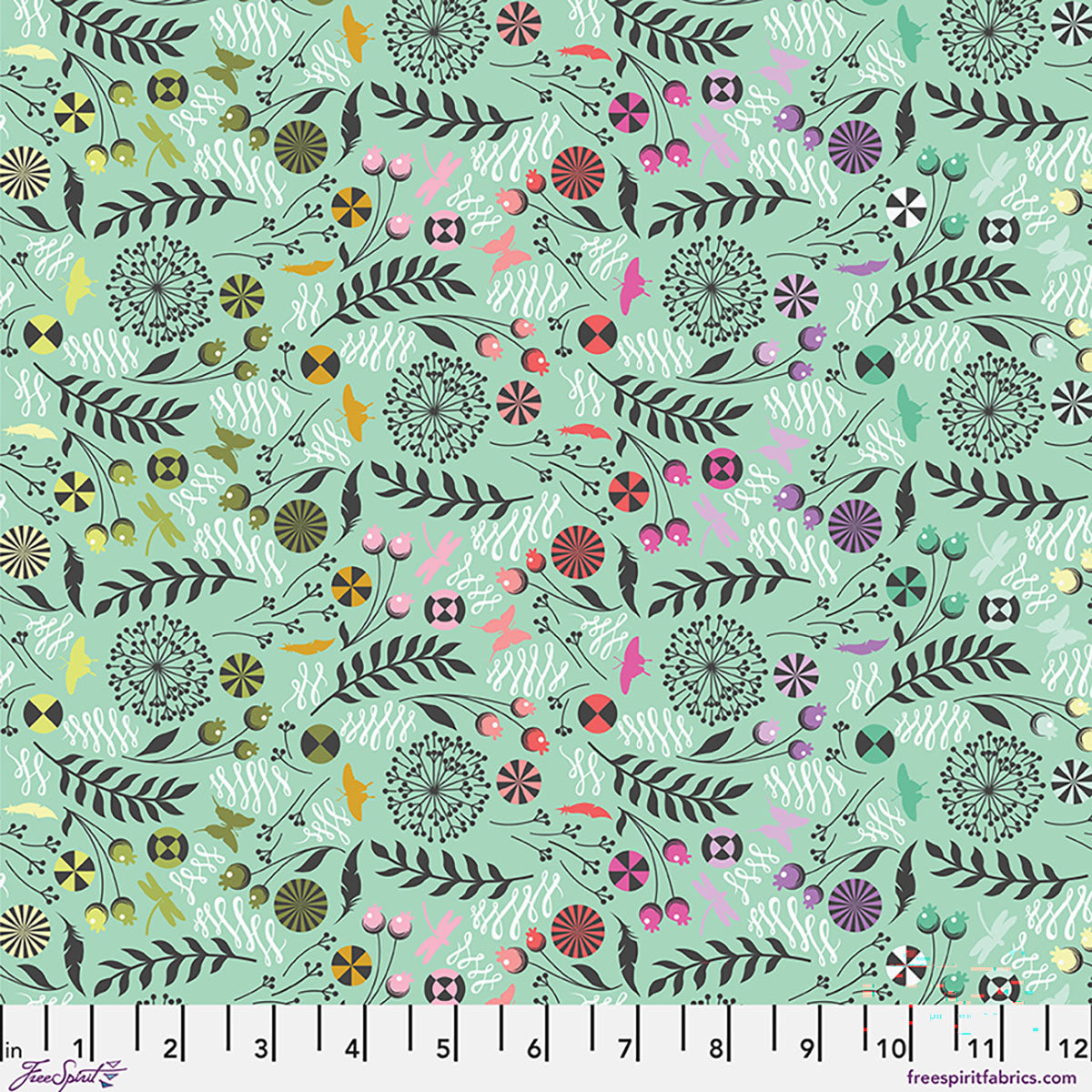 Preorder - Tula Pink - Prince Charming Deja Vu Collection - Dandelion in Sweet Mint - PWTP279.SWEETMINT - Releases July 2026