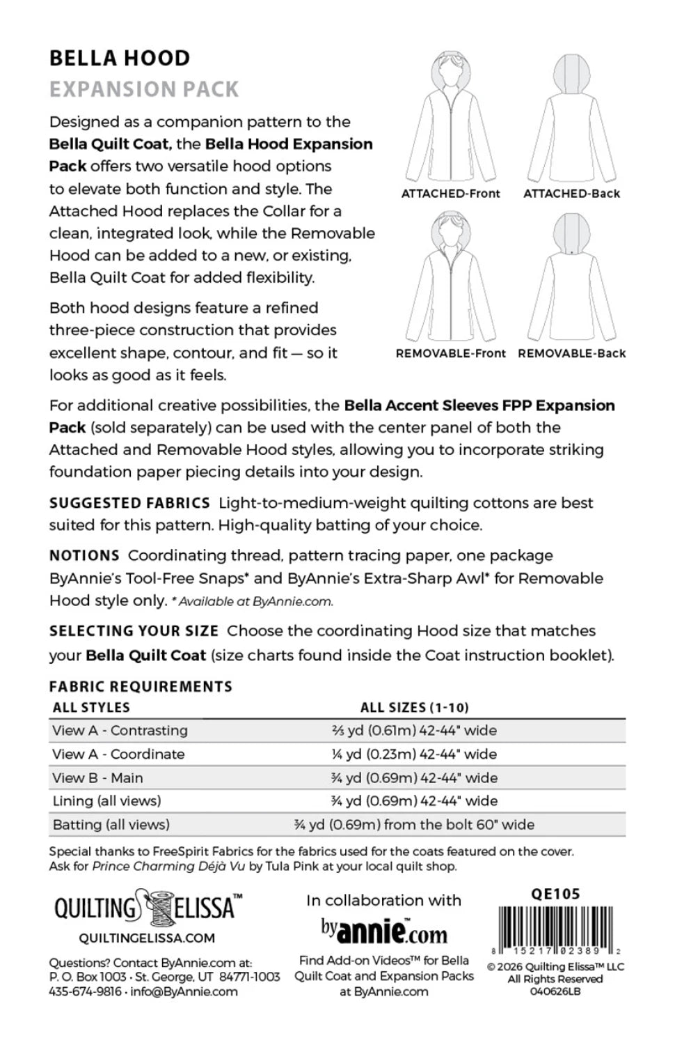 Bella Coat Expansion Hood Pattern From By Annie's and Quilting Elissa