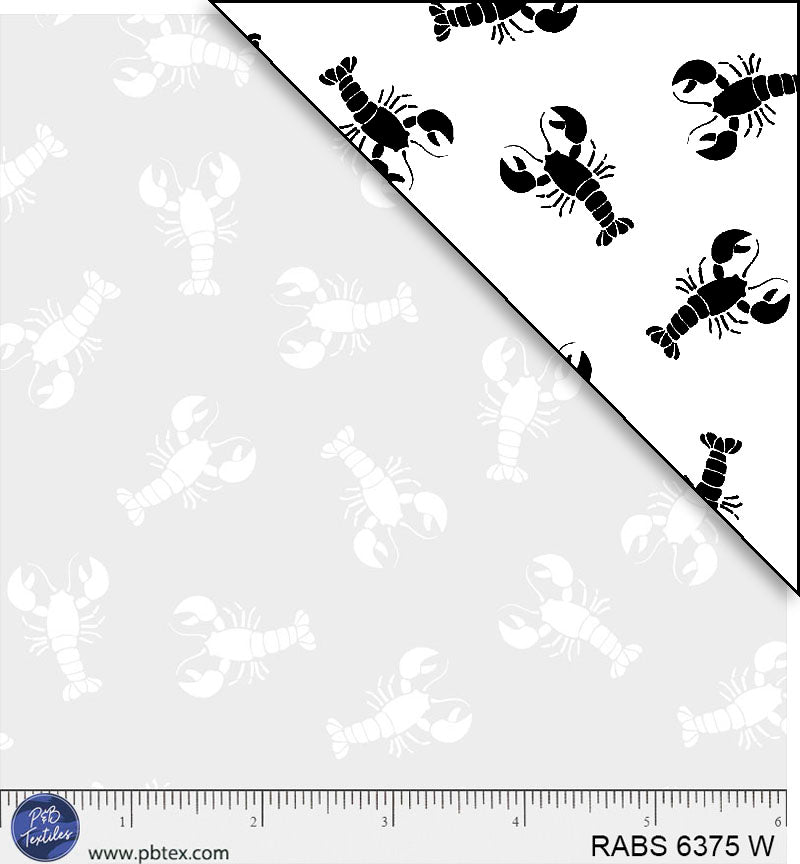 Preorder - P & B Textiles - Ramblings by the Sea - White on White - Lobsters - RABS 6375 W - Ships July 2026