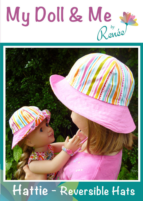 Hattie Reversible Hats Pattern By My Doll and Me By Renee