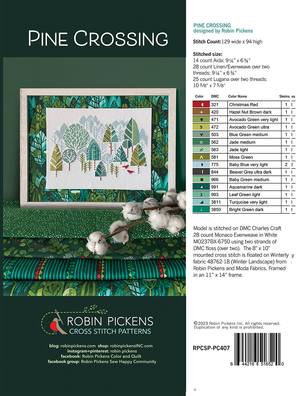 Pine Crossing Cross Stitch Pattern By Robin Pickens