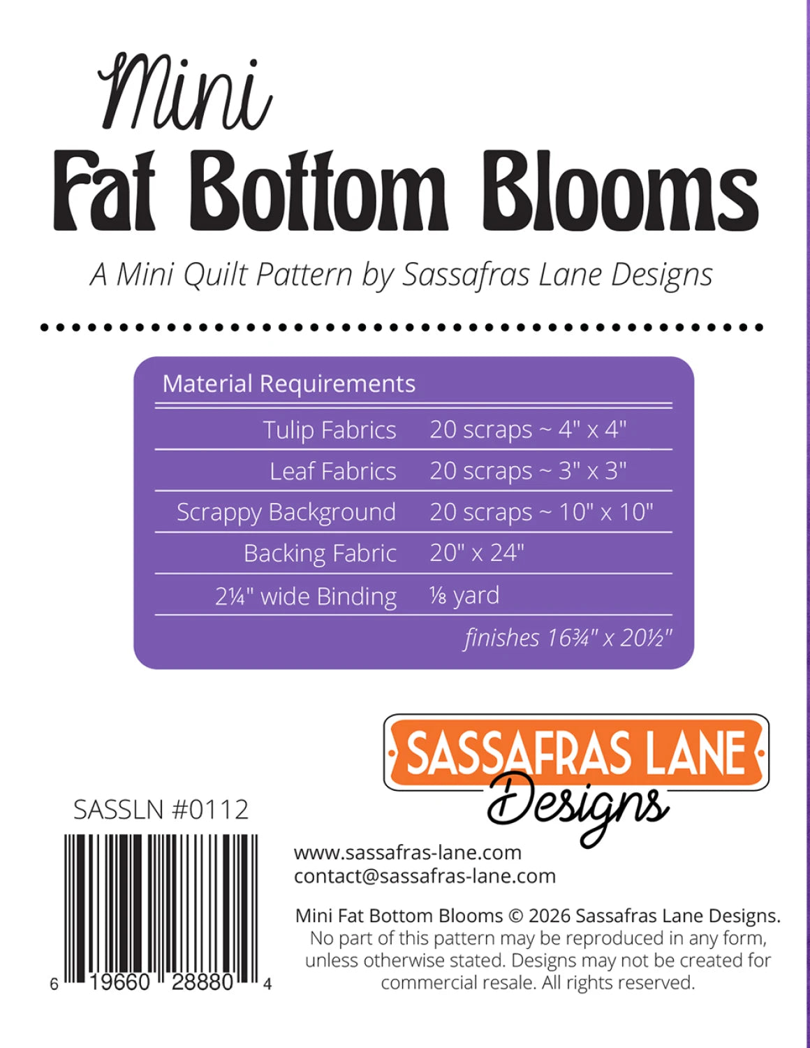 Mini Fat Bottom Blooms Quilt Pattern By Sassafras Lane