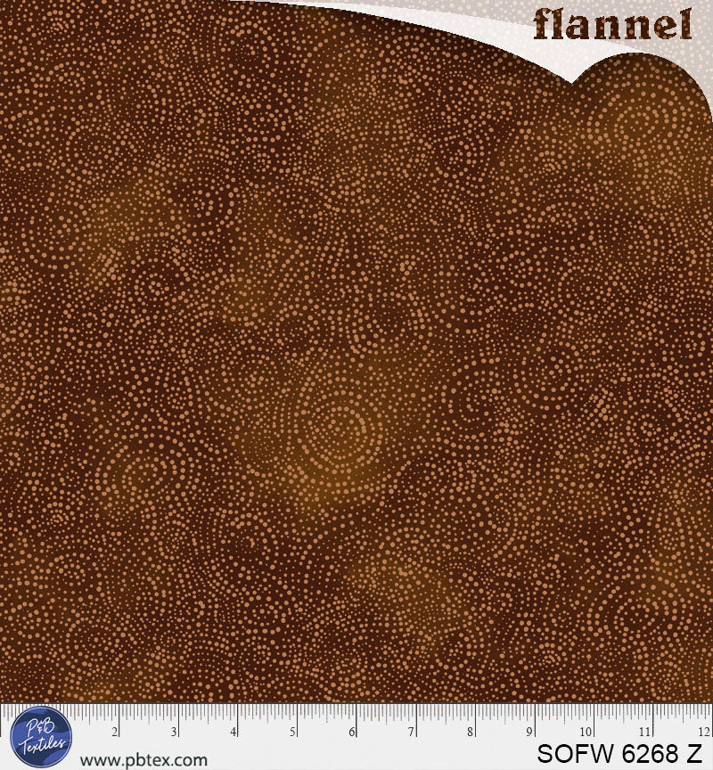 P & B Textiles - Solstice Flannel 108" Wide Quilt Backing Fabric - Brown Serene Swirls - SOFW 6268 Z