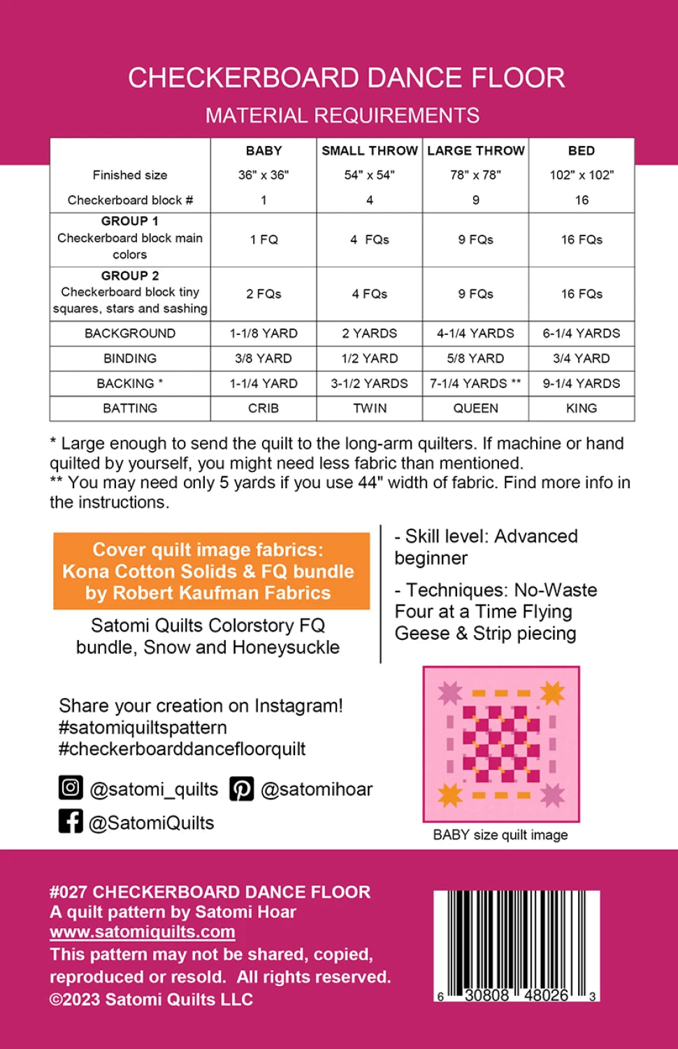 Checkerboard Dance Floor Quilt Pattern By Satomi Quilts