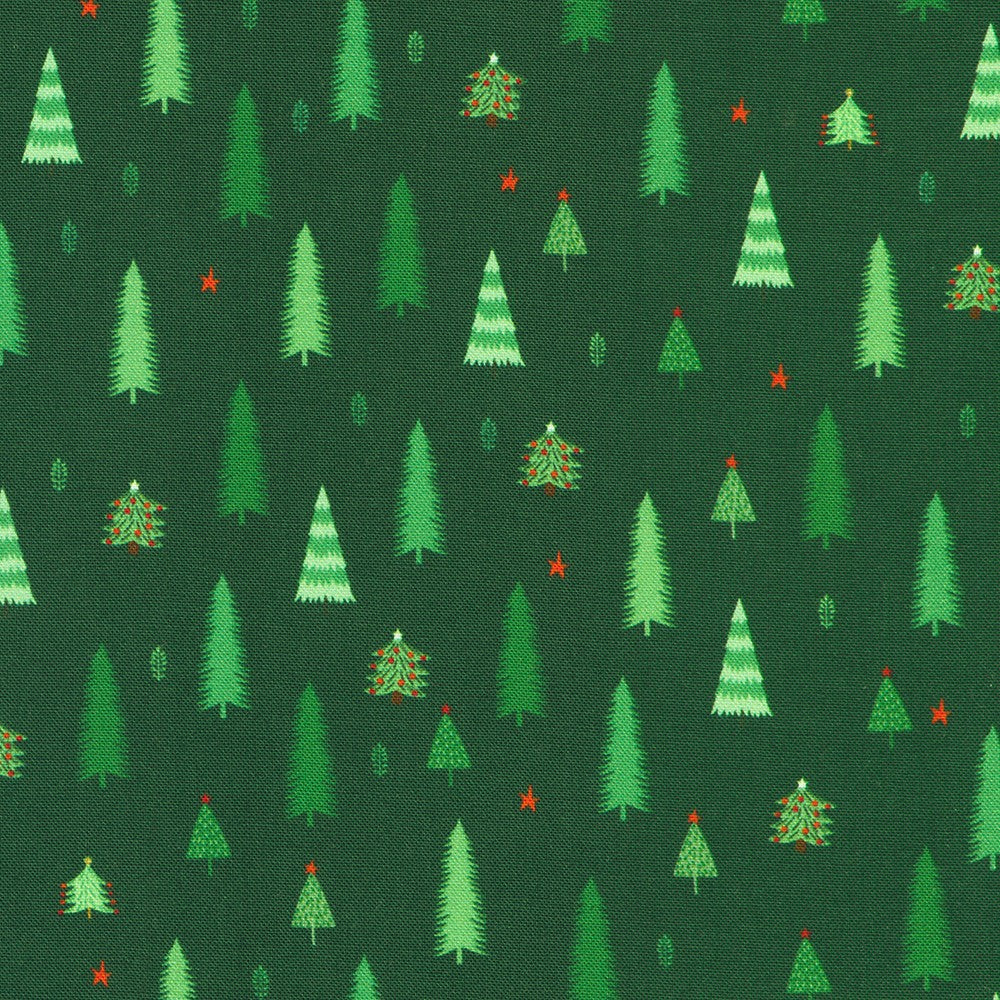 Robert Kaufman - Tiny Tidings - Christmas Evergreen Trees - SRKD-23910-224 EVERGREEN