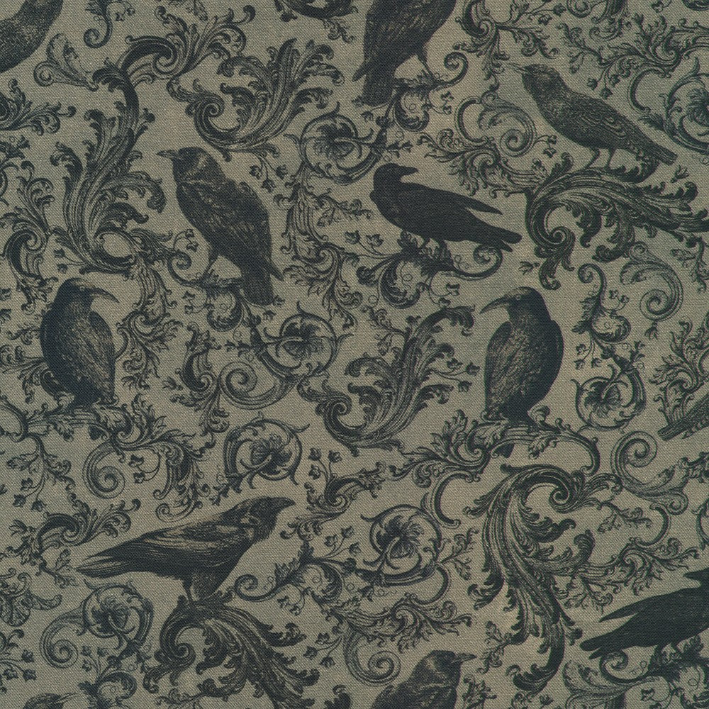 Robert Kaufman - Ravenwood - Antique Ravens - SRKD-23996-304 SHADOW