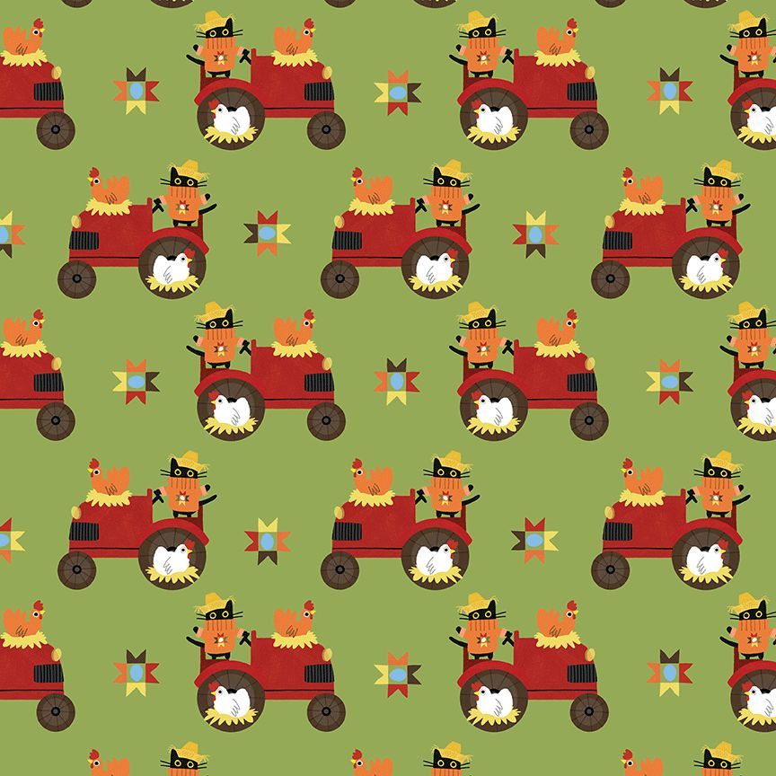 Dear Stella - Leezaworks - Bok Bok Meow - Chicken Farm Tractor Black Cat - STELLA-DLW3694 FERN