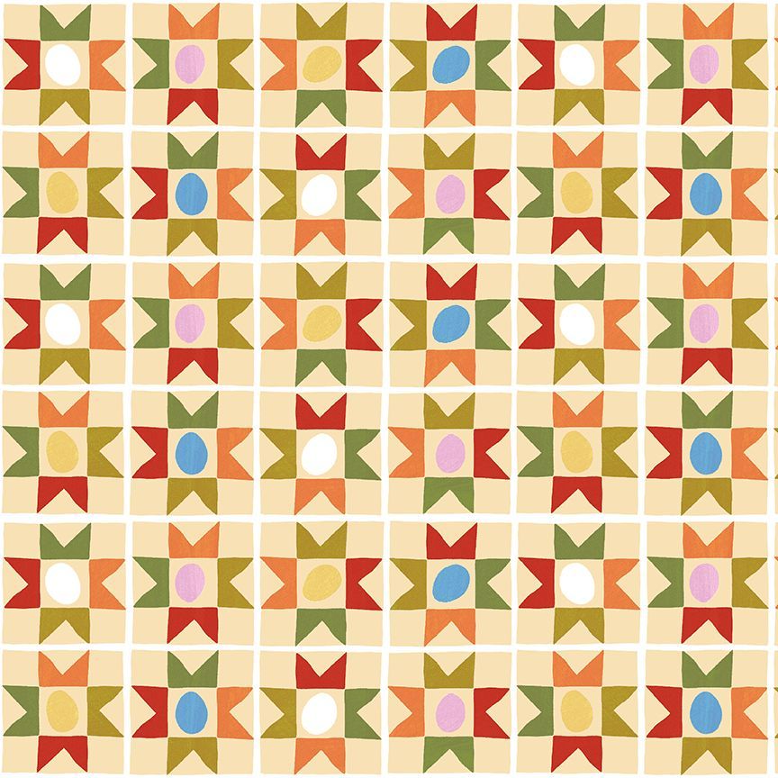 Dear Stella - Leezaworks - Bok Bok Meow - Fur-lying Flying Geese Cheater Print - STELLA-DLW3699 LEMON