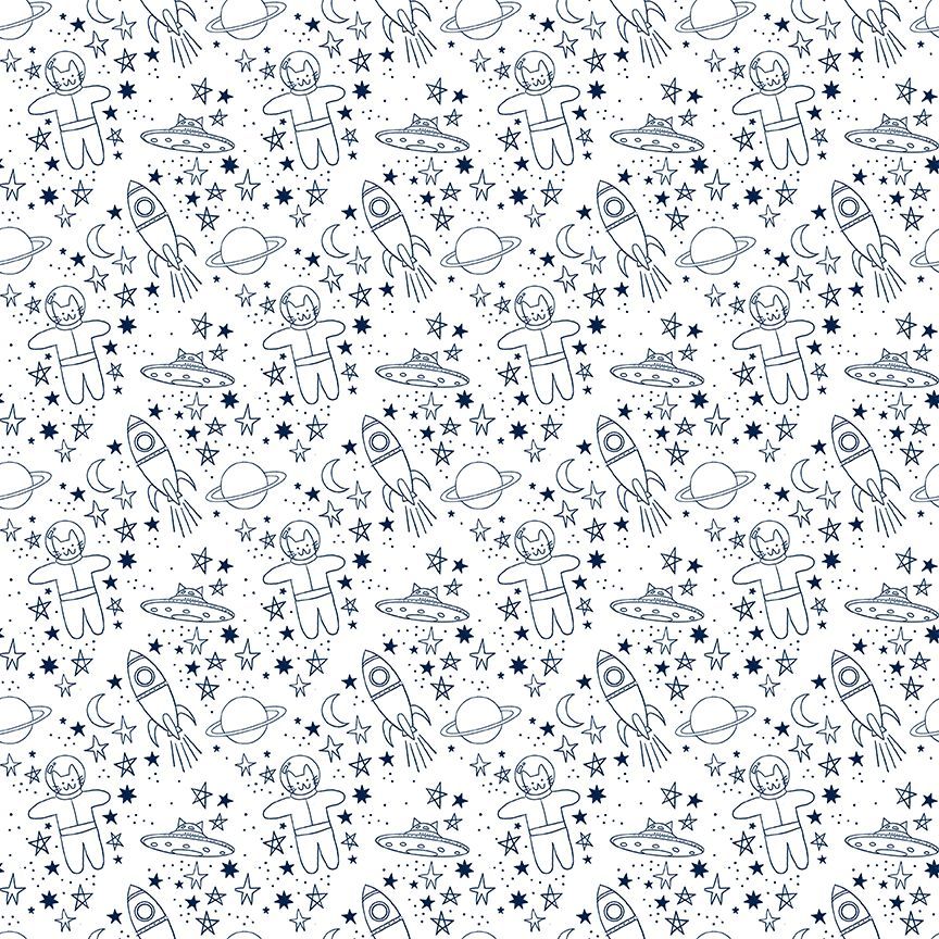 Dear Stella - Pammie Jane - Meowter Space - Blast Off Outer Space Cats - STELLA - DPJ3678 WHITE
