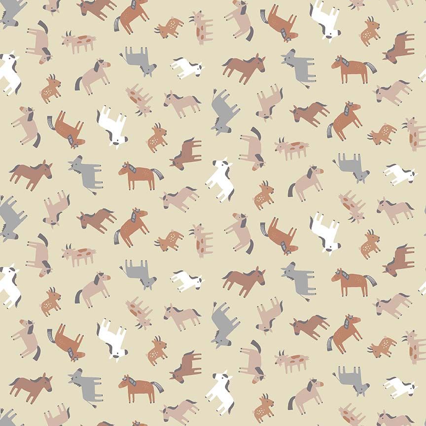Dear Stella - Hogs and Kisses Flannel - Raised In A Barn Horses - STELLA - F3606 ALOE