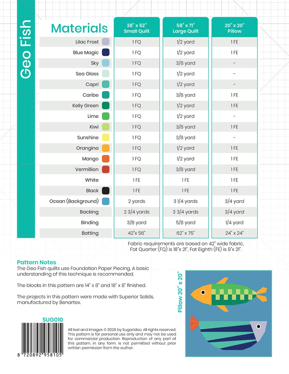 Geo Fish Quilt Pattern By Sugaridoo