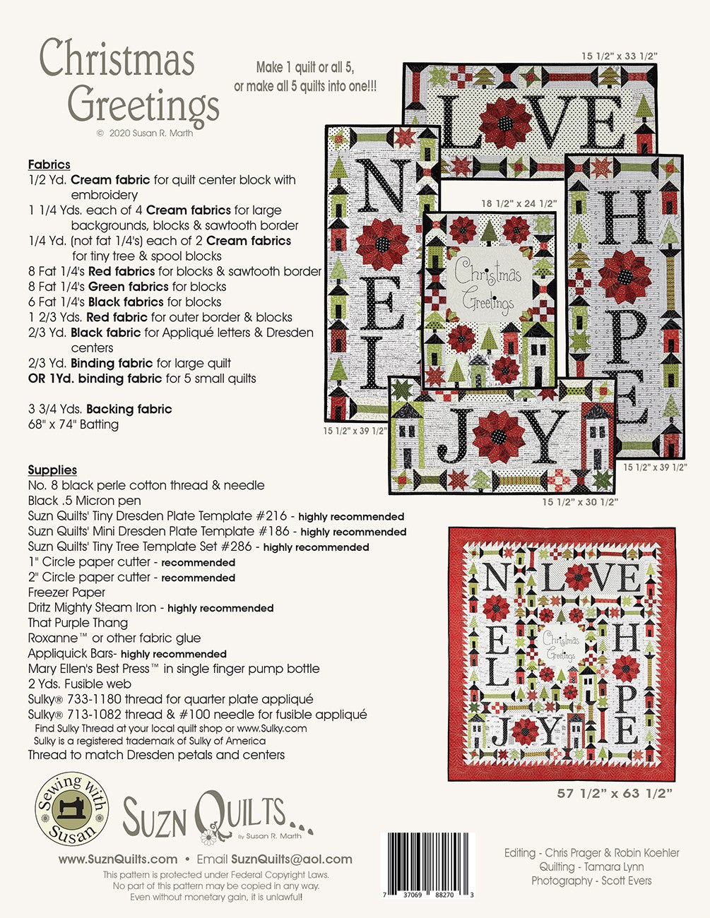 Christmas Greetings Quilt Pattern By Suzn Quilts