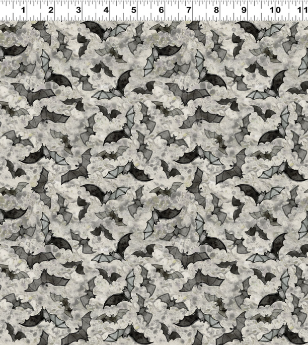 Preorder - Clothworks - Emerald Hollow - Halloween Bats - Y4835-116 Mist Gray - Ships May 2026