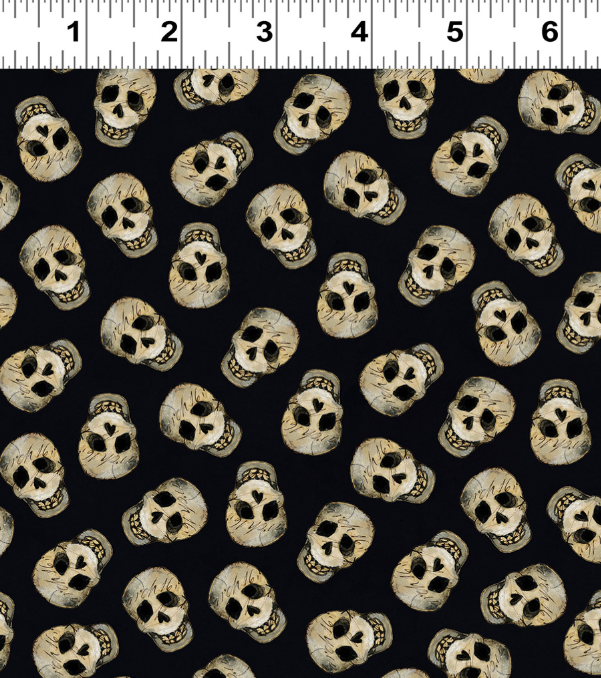 Preorder - Clothworks - Emerald Hollow - Halloween Skulls - Y4830-3 Black - Ships May 2026