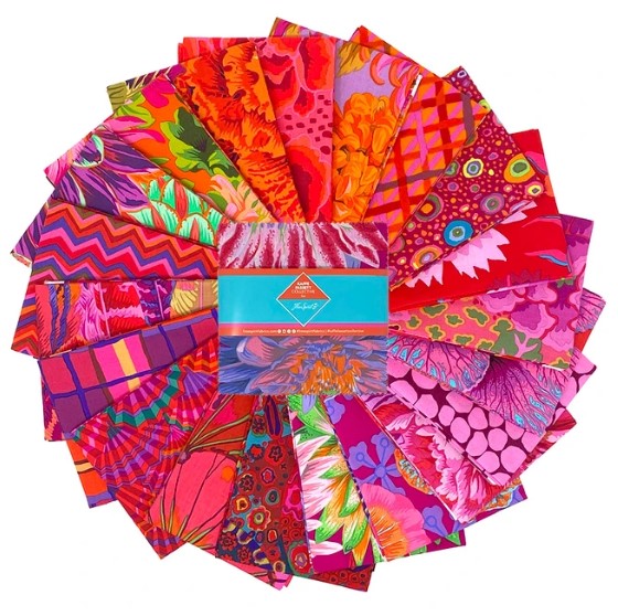 FreeSpirit - Kaffe Fasset - Ruby Classics Plus - 5" Squares Charm Pack - Factory Cut and Packaged