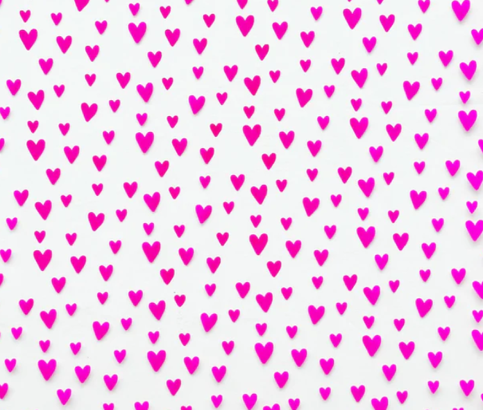 Sew Hungry Hippie - Clear Hot Pink Jazzy Hearts TPU Vinyl - 18" x 54" Precut