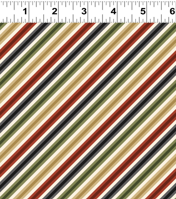 Clothworks - Dan DiPaolo - Christmas Tails - Holiday Diagonal Stripe - Y4807-55 Multi Color