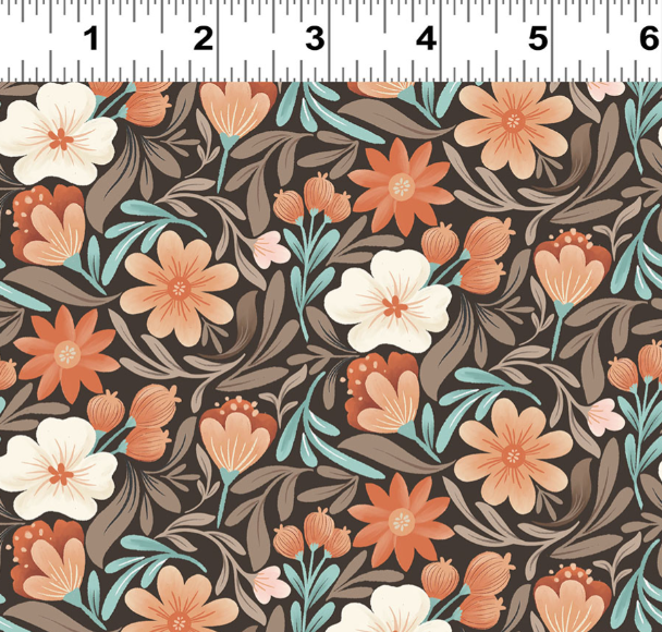 Clothworks - Gia Graham - Perfect Blend - Flowers Florals - Y4718-16 Dark Brown