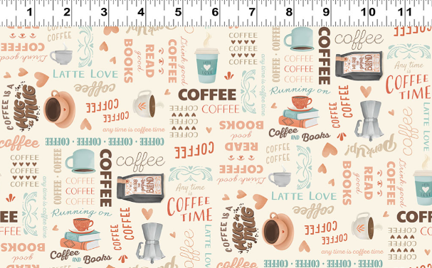 Clothworks - Gia Graham - Perfect Blend - Coffee Words - Y4719-57 Cream