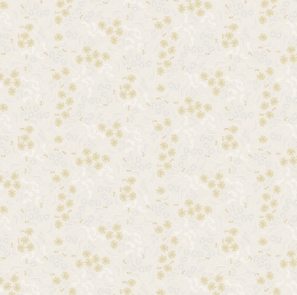 Preorder - Clothworks - Meags and Me - Rainy Day - Linework Goose Rain Drops Flowers - Y5003-138 Pale Taupe - Ships October 2026