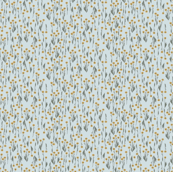 Preorder - Clothworks - Meags and Me - Rainy Day - Dasies Flowers - Y5004-103 Light Teal - Ships October 2026