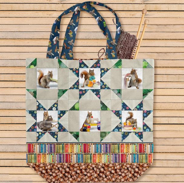Clothworks - Nancy Rose - The Secret Life of Squirrels IV - Canvas Bag Panel - Y4903-55 Multi Color