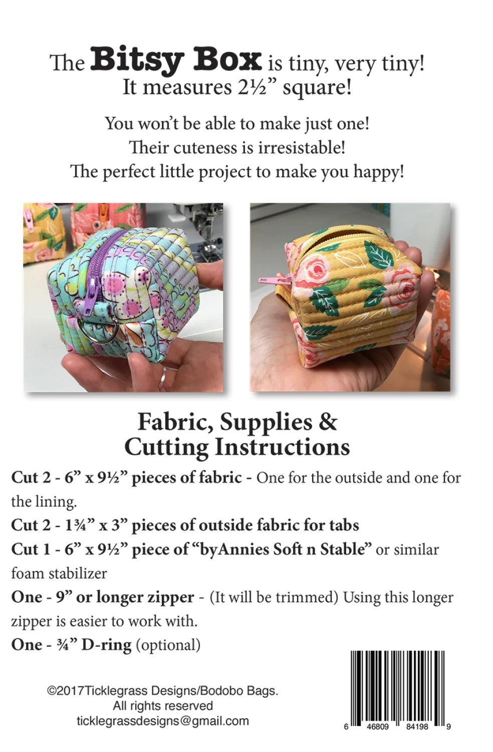 Bitsy Box Pattern By Bodobo Bags