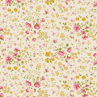 Tilda - Ellie Wide Back Quilt Backing Fabric - Pink / Yellow Flowers - TIL150011