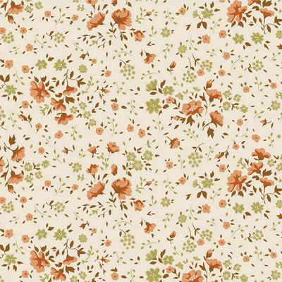 Tilda - Ellie Wide Back Quilt Backing Fabric - Ginger / Olive Flowers - TIL150013