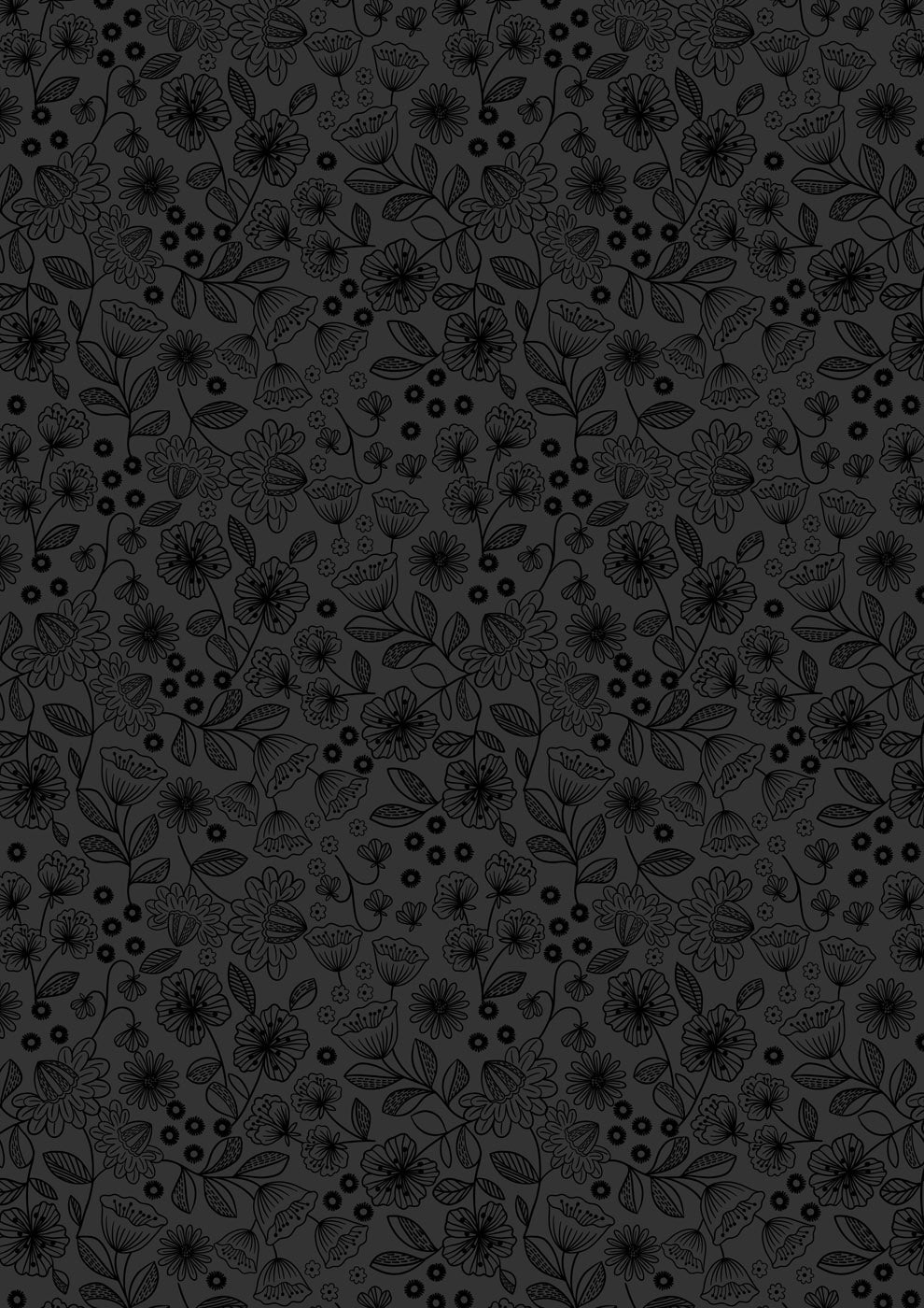 Lewis and Irene - Tiny Tonals - Floral Garden Black on Black - TT35D