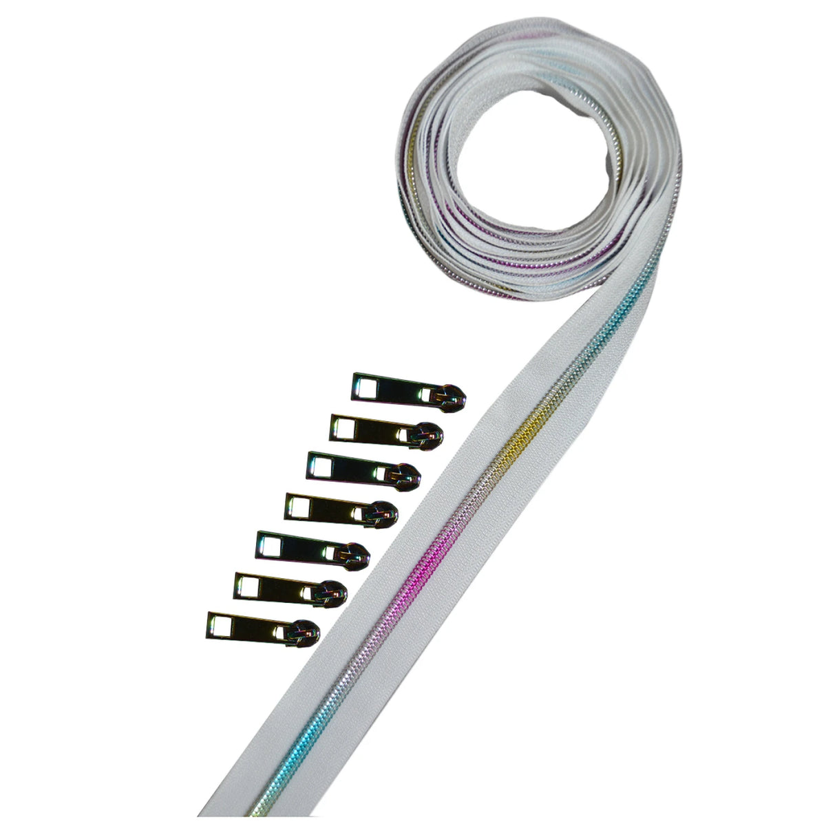 Decorating Diva - White / Rainbow Teeth Zipper - 2-1/2 Yard Pre-Cut Package