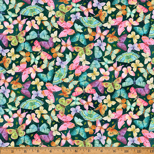 Preorder - Hoffman California - Secret Garden Tea Co. - Rainbow Butterflies and Moths on Green - Y5849-157 Verde - Ships October 2026