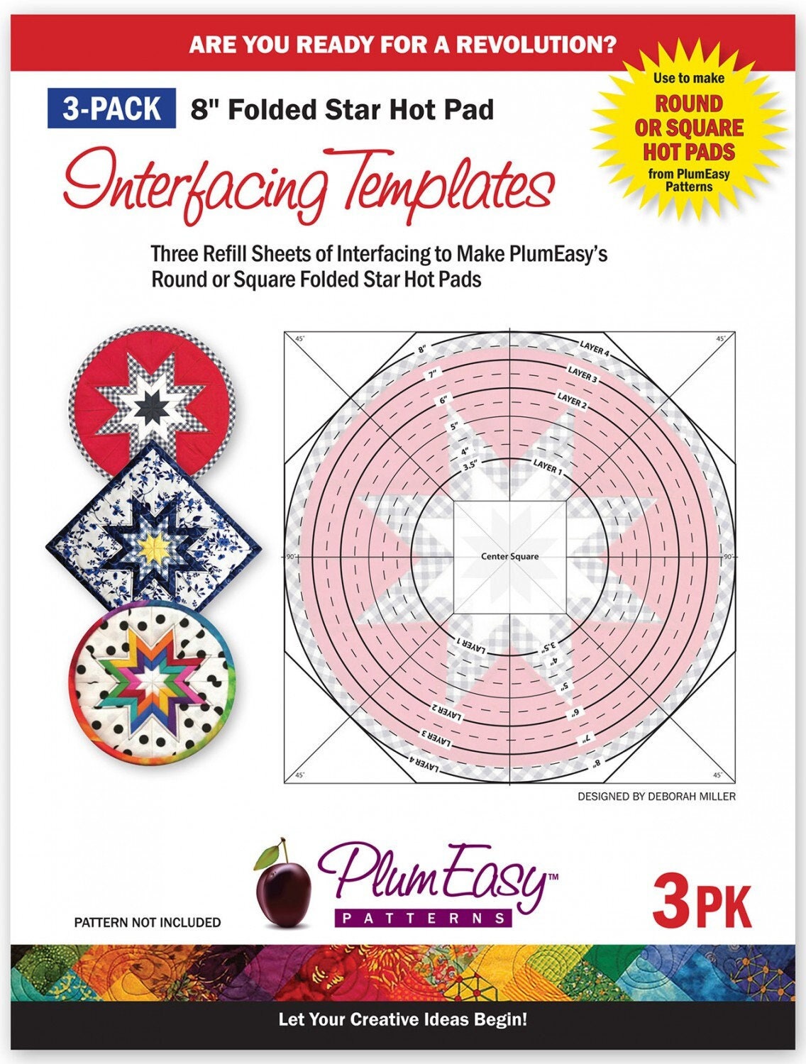 Hot Pad Interfacing Templates 3-pack - Plum Easy Patterns