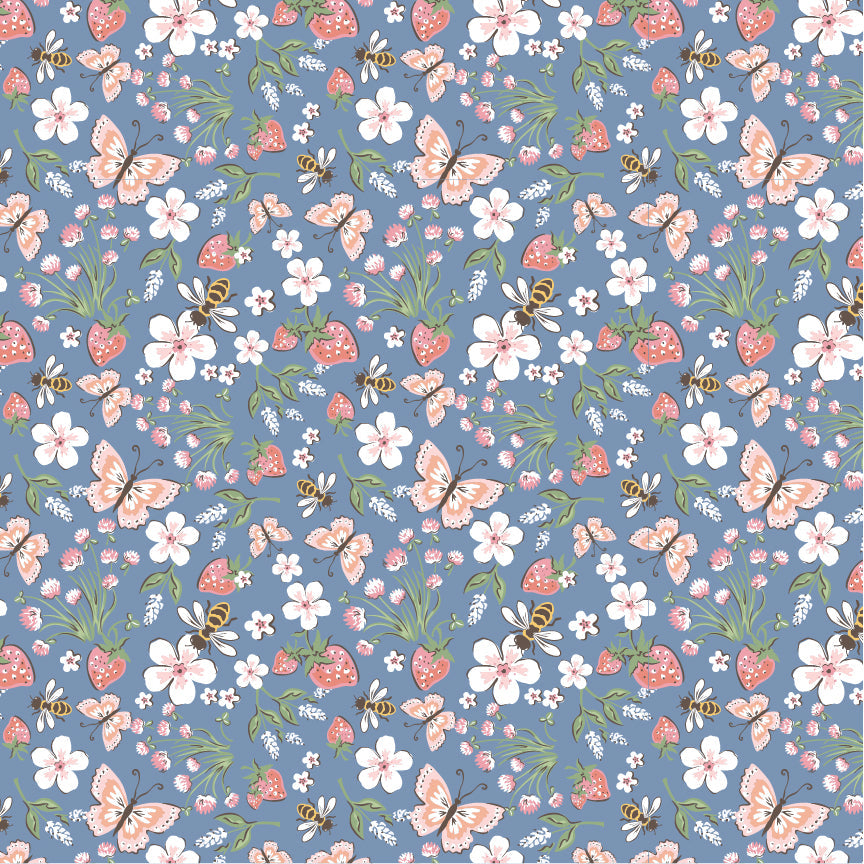 PREORDER - Poppie Cotton - Homegrown Preserves - Honeybee Meadow Blue - HG26801 - Ships September 2026