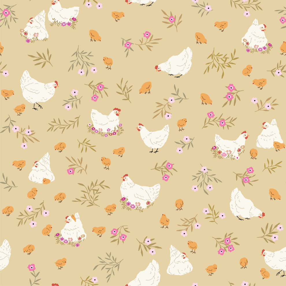 PREORDER - Poppie Cotton - Primrose and Parsley - Nesting Chickens Sage - PR26839 - Ships September 2026