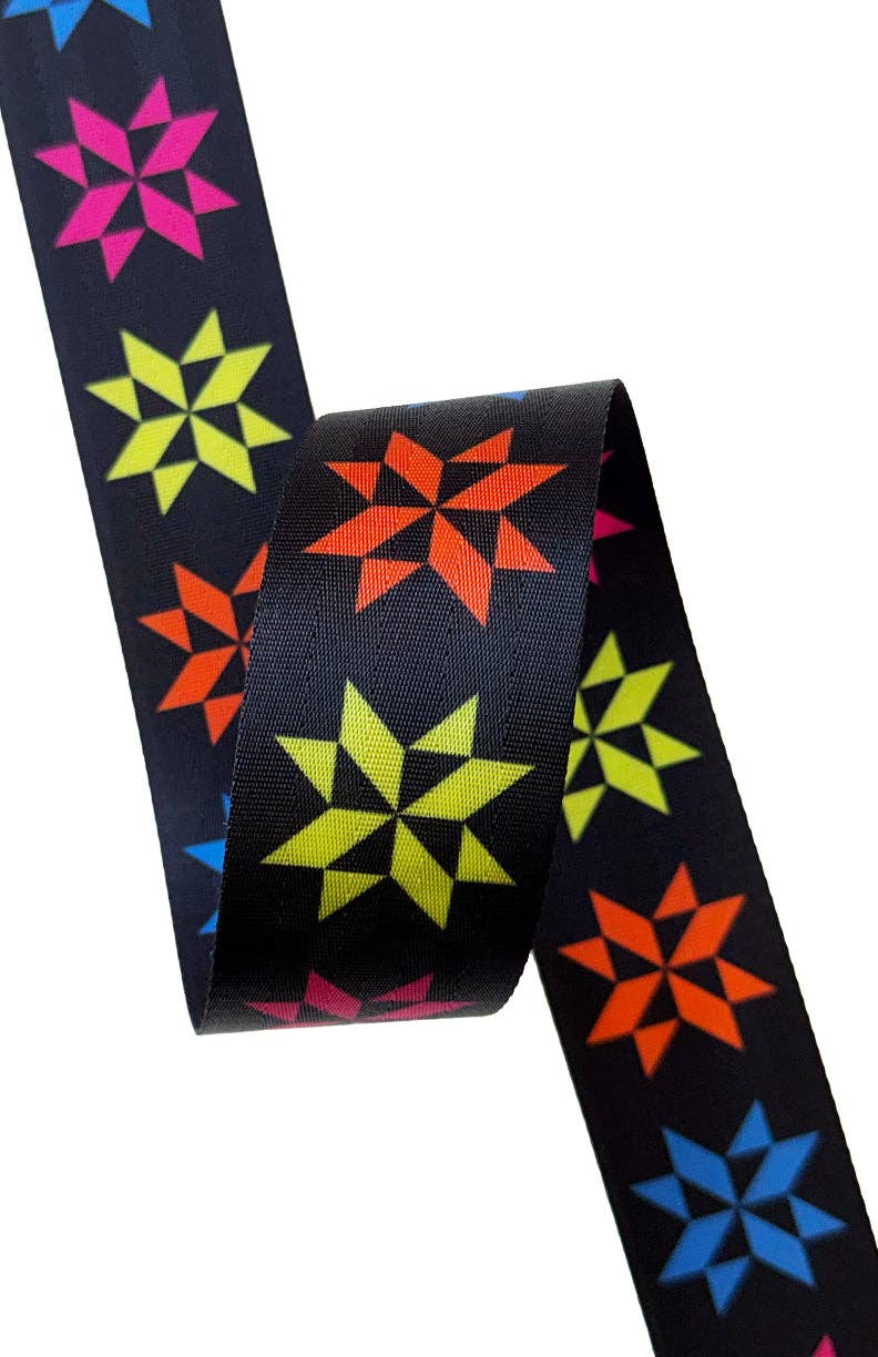 Sassafras Lane - Colorful Sawtooth Stars - 2in Handle Webbing - Per Yard