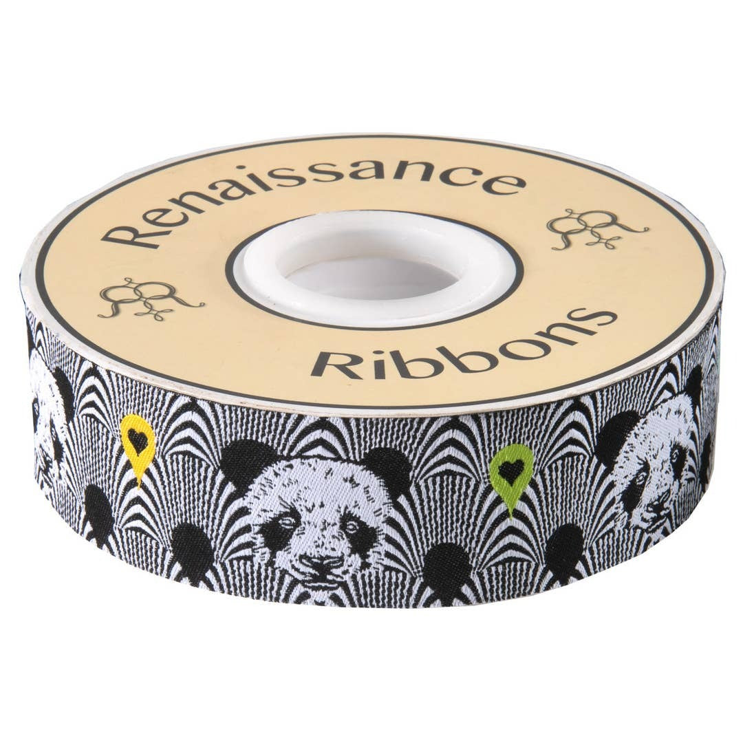 Tula Pink - Linework Woven Ribbon - Pandas Lovers - By The Yard