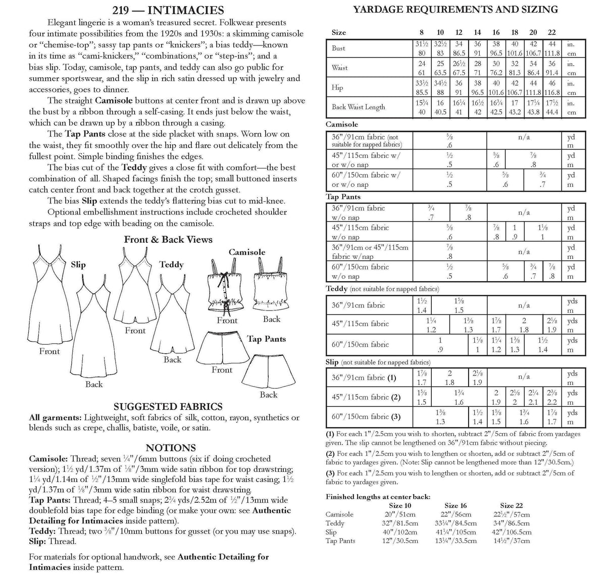 Intimacies Sewing Pattern By Folkwear