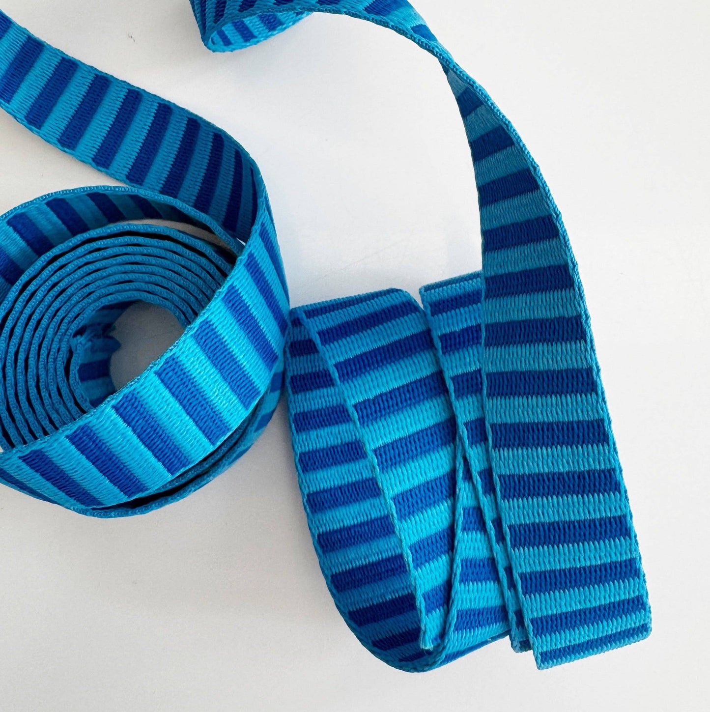 Sew Hungry Hippie Bright Blue Striped Jacquard Woven Webbing – 1" Wide - By the Yard