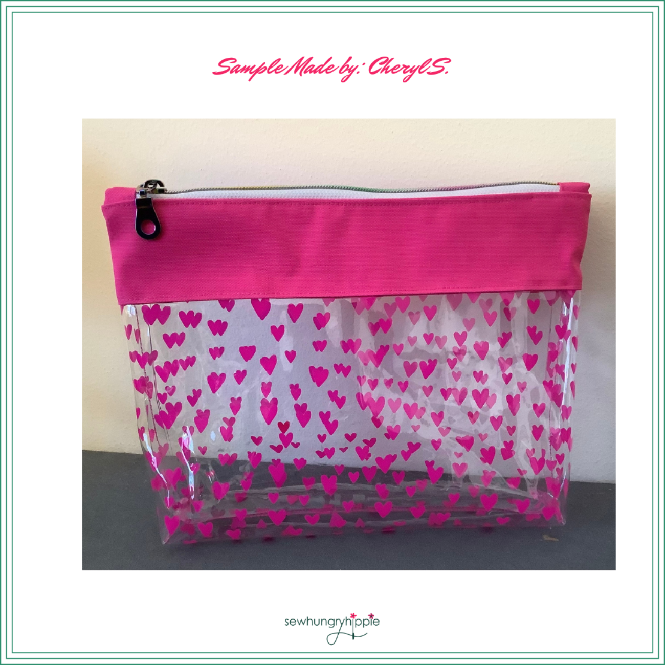 Sew Hungry Hippie - Hot Pink Jazzy Hearts TPU Vinyl Heart Style - 12” x 52” Roll