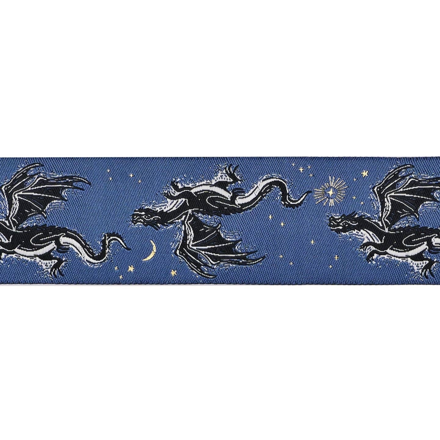 Renaissance Ribbons - Fire Glow by Sarah Watts - Etched Dragons on Blue - 1-1/2" Ribbon - By The Yard