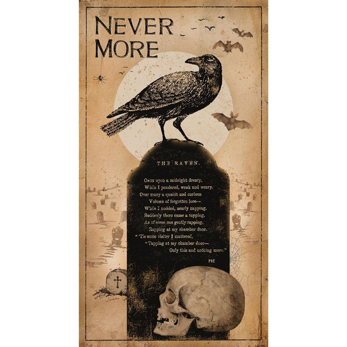 Clothworks - Gothic Halloween - Never More 24" Crow Panel - Y4437-71