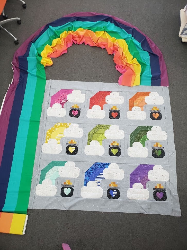 Exclusive Lucky Quilt Kit - Throw Size - Pen and Paper patterns - Rainbows, Pots of Gold, St. Patricks Day fun!