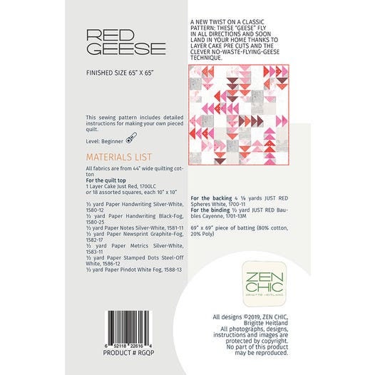 Spotted Geese Quilt Pattern- by Zen Chic
