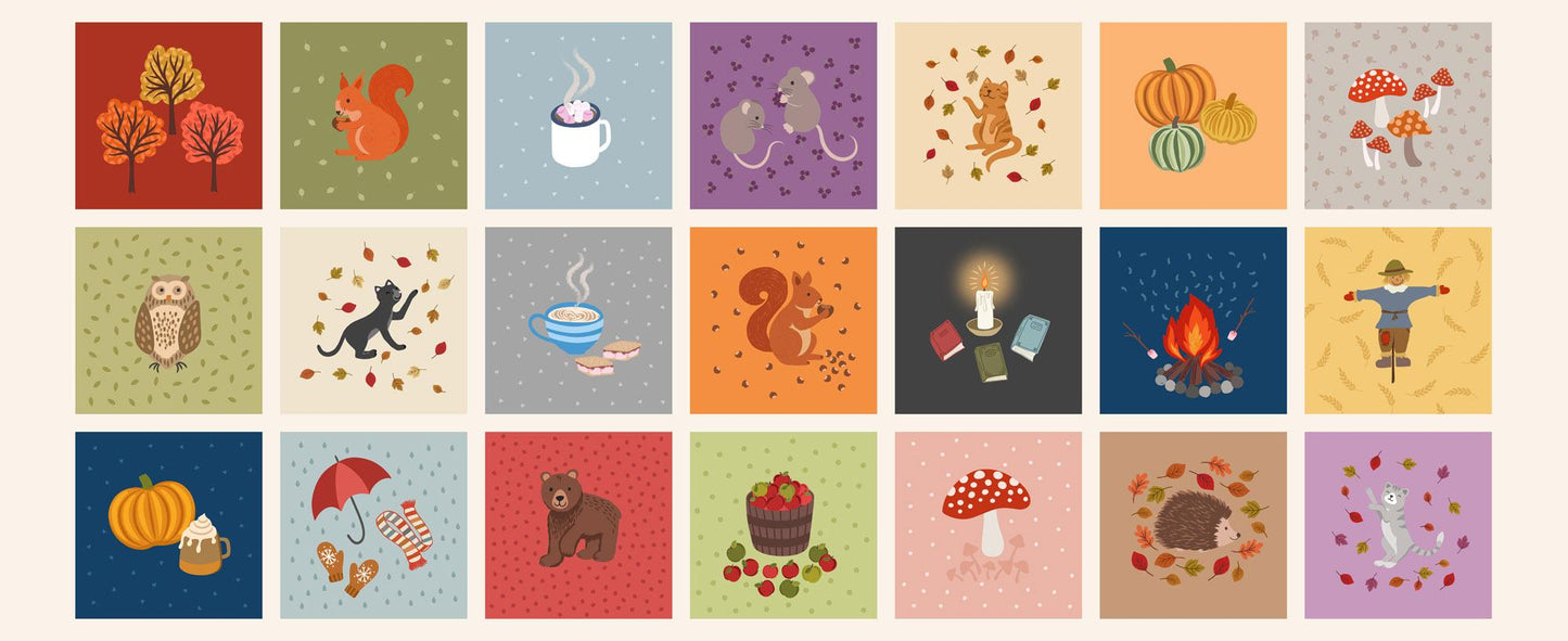 Lewis And Irene - Small Things: Snuggle Season - 5" Squares Panel - SM98